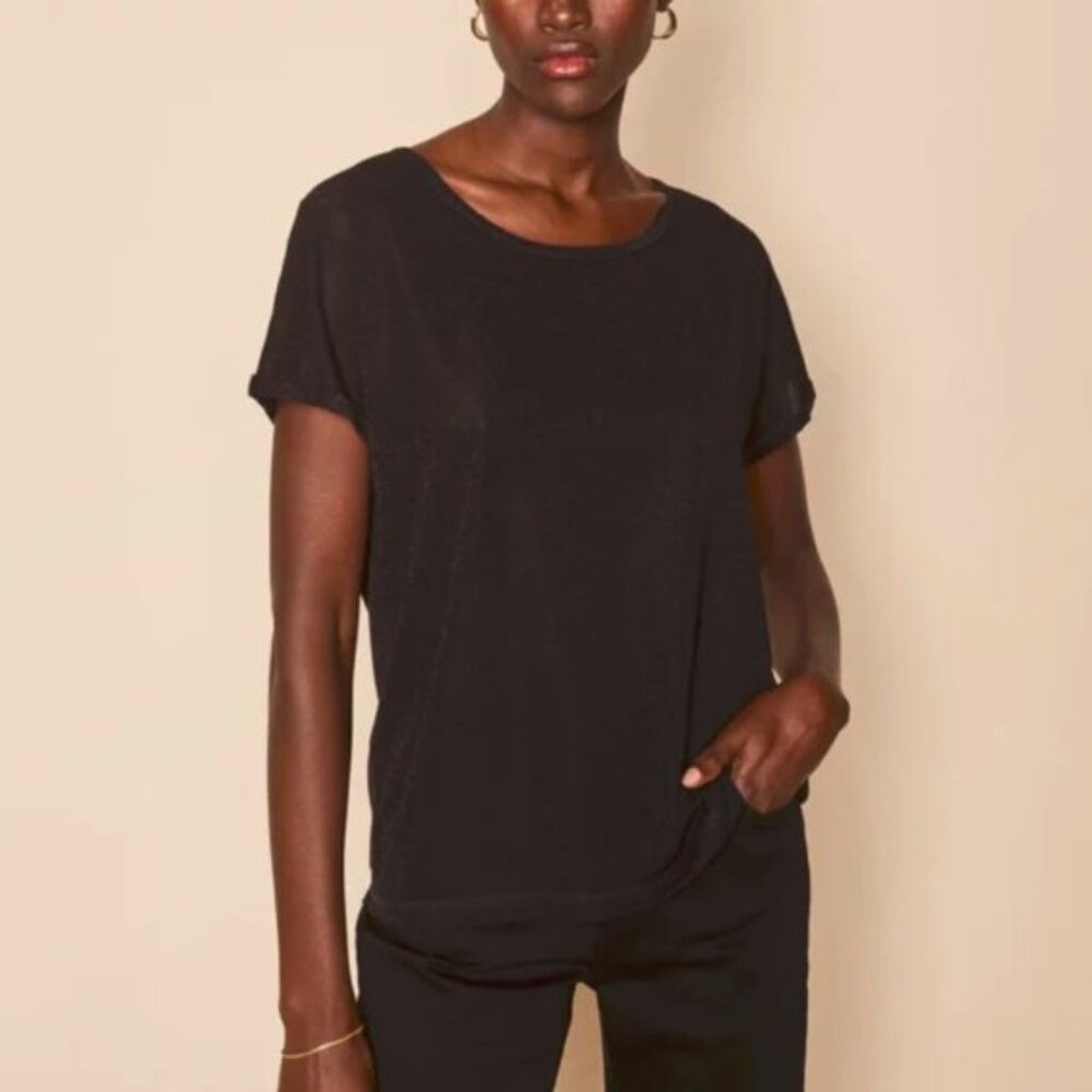 Mos Mosh Kay Black Metallic Crewneck Tee